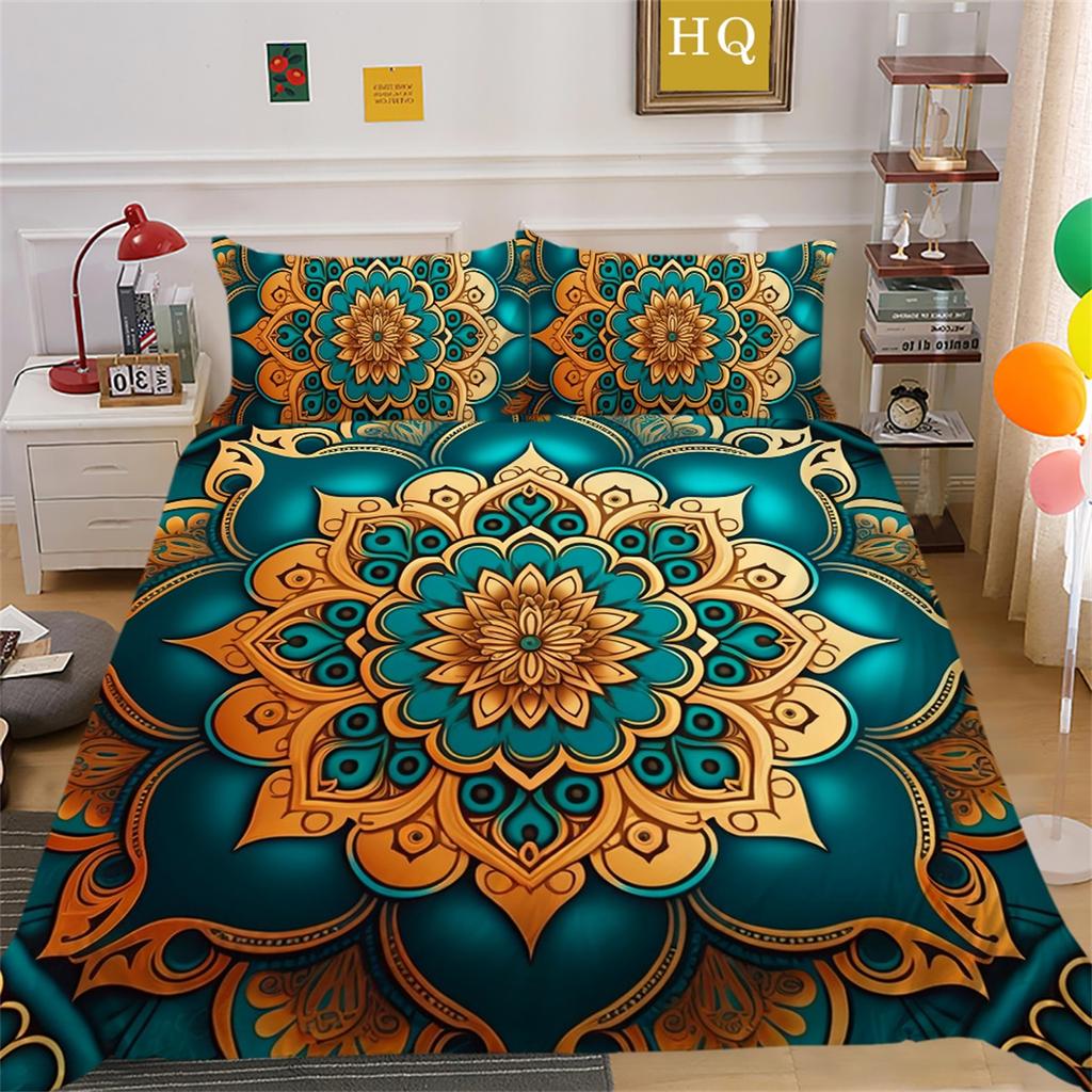 Комплект постельного белья с 3D индийской тематикой, пододеяльник с цветком пейсли, наволочка 2/3, полный размер США/Великобритании/ЕС/Австралии, мягкий быстросохнущий декоративный пододеяльник