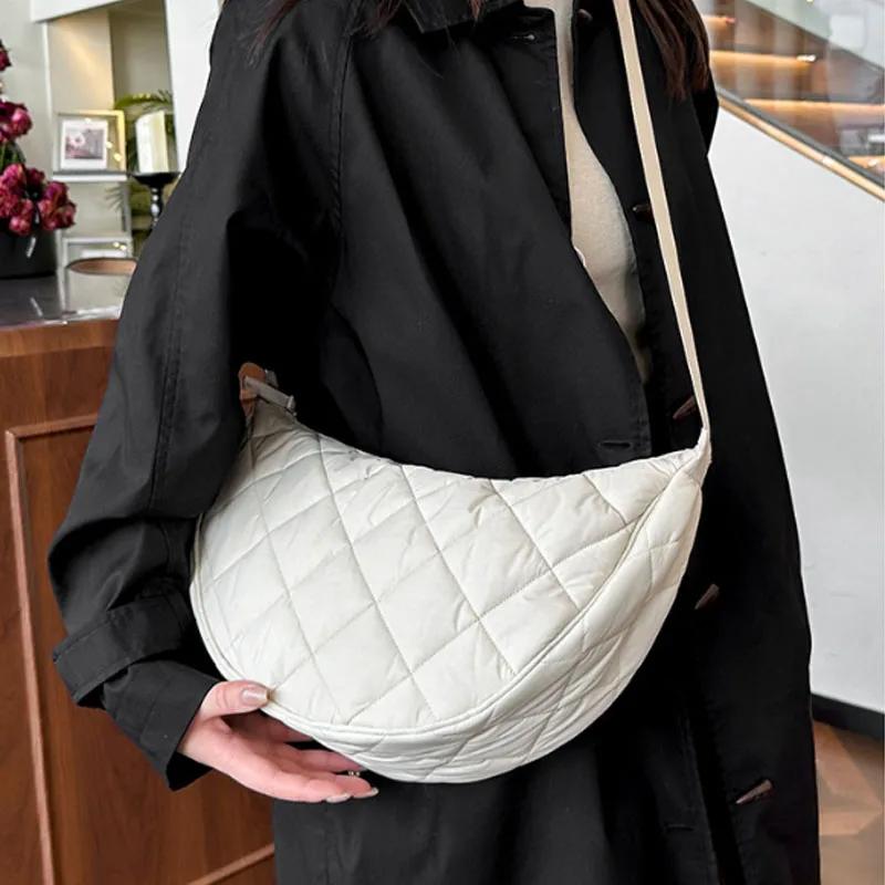 Поясная сумка-полумесяц однотонная сумка через плечо большой вместимости сумки на плечо портативные нейлоновые клетчатые дорожные сумки для поездок