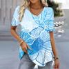 Summer Fashion 3D Floral Printed T-Shirts Women's Clothing Tee Tops Female Casual Short Sleeve V Neck Tops Loose Blouse S-3XL
