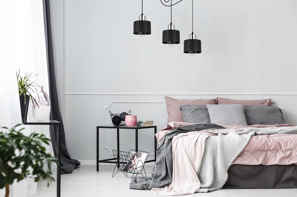 Modern ceiling hanging lamp with black LED shade