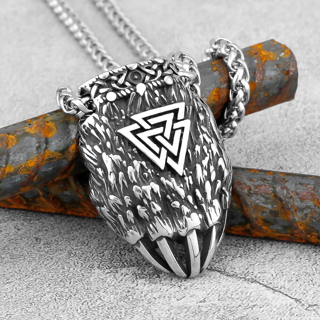 Скандинавский мужской винтажный кулон из нержавеющей стали, мужской модный кулон Viking в стиле панк с когтями медведя, байкерский мужской панк-подарок