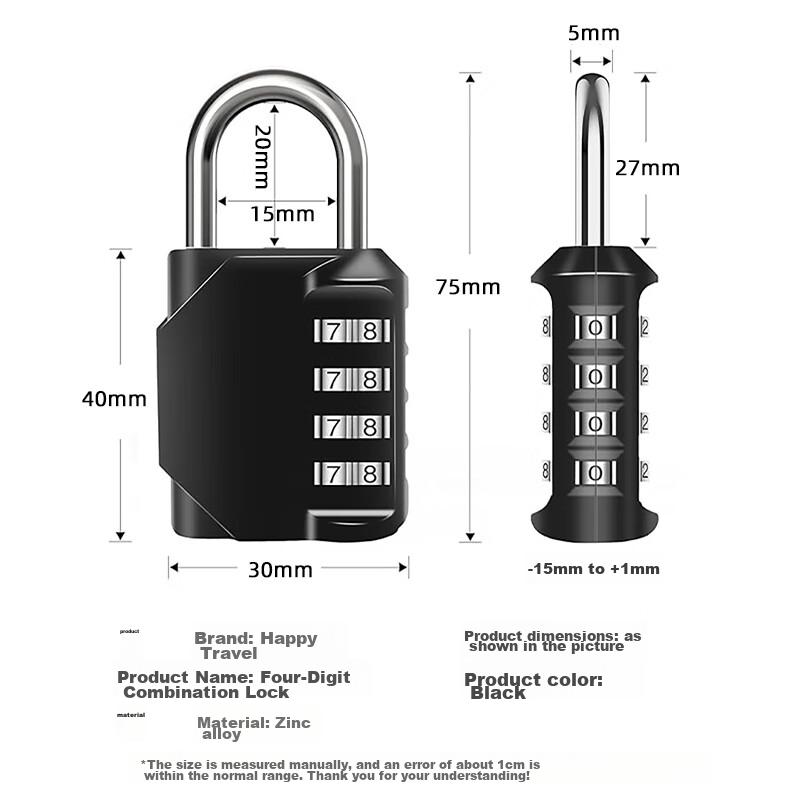 Lehuolvxing Four-Digit Combination Padlock, Luggage Lock, Dormitory Door Lock, Gym Locker Lock, Small Padlock, Small Anti-Theft Lock