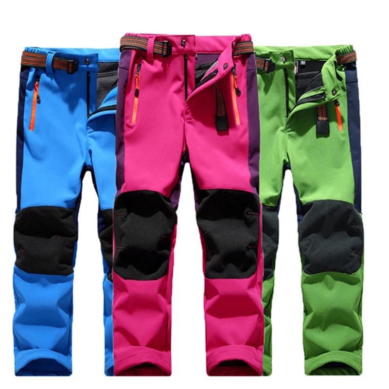 2024 New Windproof Waterproof Children Outdoor Kids Pants Boys Girls Soft Shell Pants Warm Teensclimbing Pants Sweatpants Enfant
