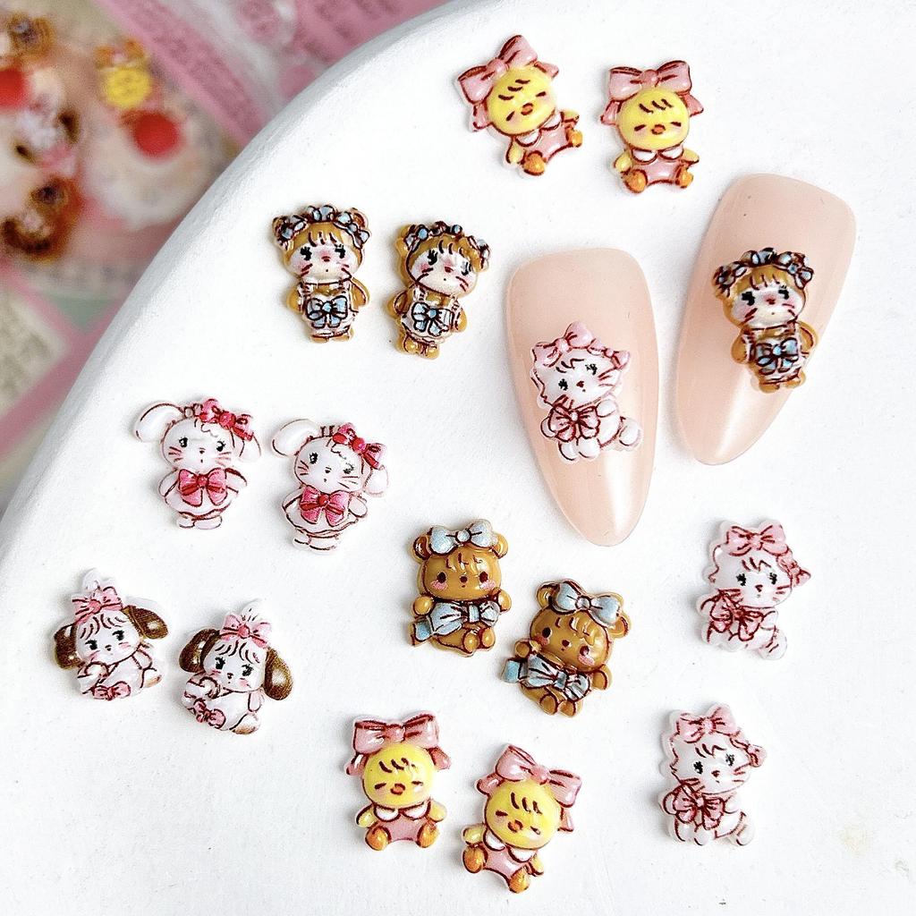 3D Cute Bear Nail Art Accessories: Mixed Style Cream Glue for DIY
