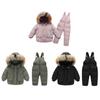 Kids Winter Snow Snowsuit Jacket and Suspender Pants 2pcs Clothes Set