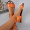 Мода 2024 Лето Новые Шнуровка Мода Уличные Квадратный Носок Сексуальные Сандалии для Женщин Мода Все-сочетаемые Перекрестная Шнуровка Однотонные Женские Сандалии