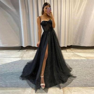 Новое поступление выпускных платьев Vestido de Festa черное платье с вырезом на шее элегантный стиль кружево элегантный сексуальный разрез