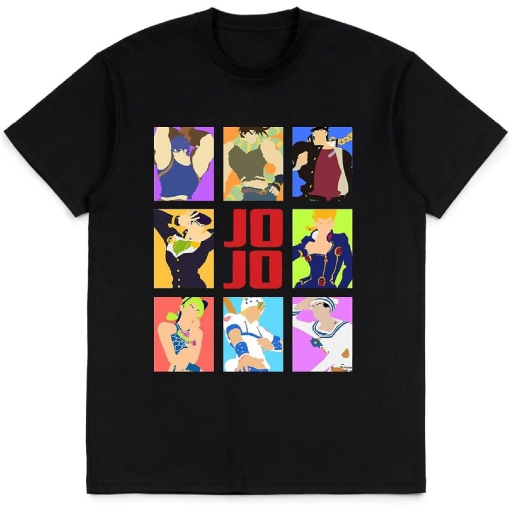 Футболка JoJo's Bizarre Adventure Аниме Модный Тренд Футболка Унисекс С коротким рукавом Топы Подарки для Подростков Фанов Черная футболка