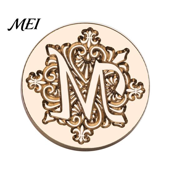 Decorative Wax Seal Stamp Iris A-Z Initial Alphabet Head, Brass Engraved Vintage Sealing Head for Wedding Invitations Envelopes Journal Gift Packaging