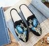 Мода 2025Китайский стиль Летние Харадзюку тапочки Женская обувь для женщин Мода Повседневная Винтаж Вышивка Этнический стиль Уличная одежда