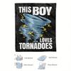 This Boy Loves Tornadoes" Black Flannel Throw Blanket - Stormy Turbo Design with Lightning Bolts & Cartoon Tornadoes, Modern Home Decor, Mac