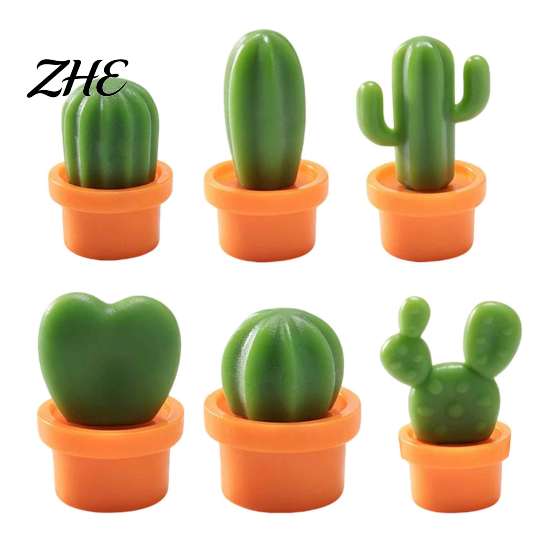 Metal Cabinet Magnets 6Pcs Potted Cactus Refrigerator Magnets, Mini Kitchen Fridge Small Magnet Magnet, Memos Notes Photos Holder, Decorative