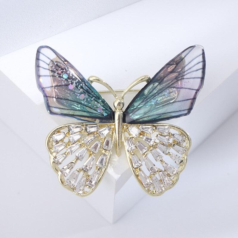 Blucome Shining Gradient Wings Butterfly Brooches for Women Top Quality Luxury Butterfly Office Party Brooch Pins