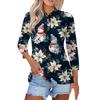 Женская модная повседневная блузка с лацканами на пуговицах, с рукавом 3/4 и винтажным принтом