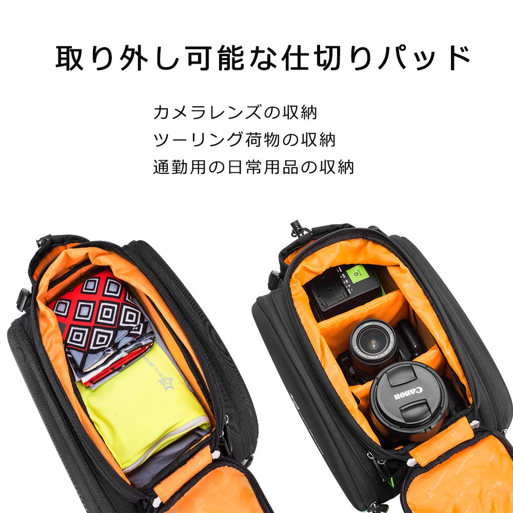 ROCKBROS Rear Bag Bicycle Side Bag Large Capacity 17L-35L Expandable with Divider/Waterproof Cover (Black)