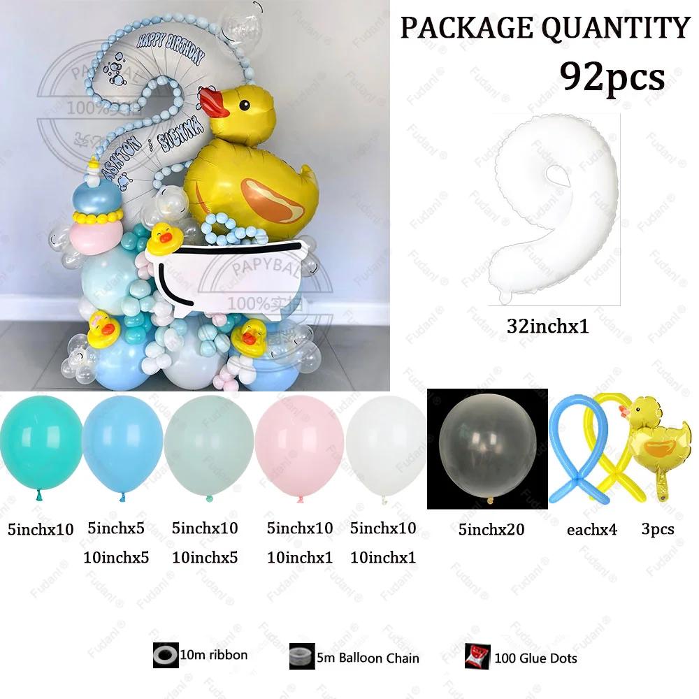 1set Mini Duck Balloon Arch Garland Kit 32inch White Number Blue Latex Balloons for Boy Girl Birthday Party Decoration 2025