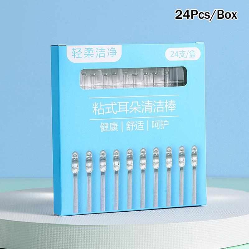 24 шт./коробка Одноразовая липкая ухочистка, пинцет, многоразовая ухочистка, мягкий инструмент для удаления ушной серы, средство для удаления ушной серы для пожилых, взрослых, детей