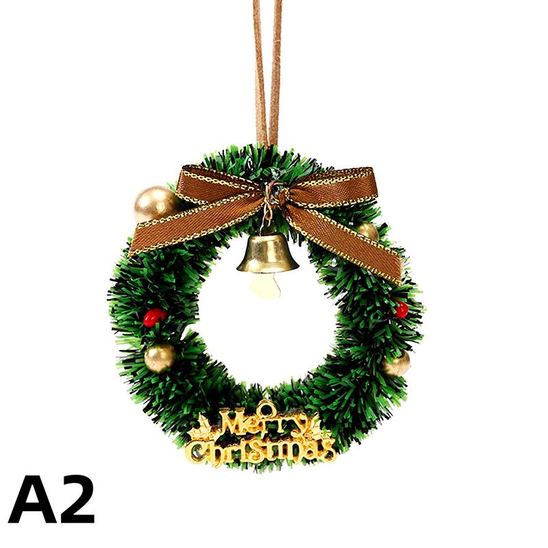 Merry Christmas Wreath Pendant With Bell Car Door Hanging Decoration Xmas Party Christmas Tree Decor Accessories