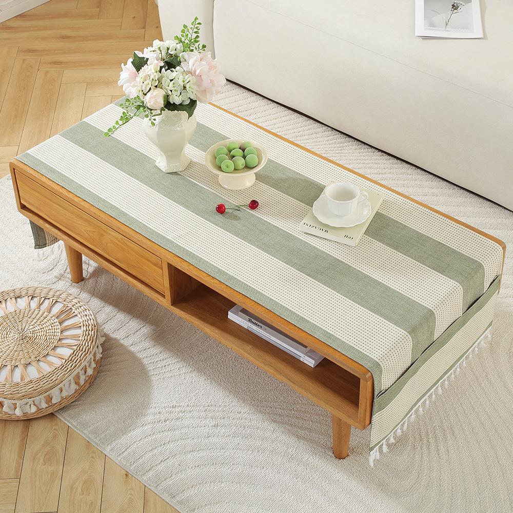 Rectangle Tablecloth Coffee Table Mat Table Mat Fabric Embroidery Jacquard Tassel Household Dust Cover