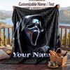 Custom Text Flannel Throw Blanket, Lightweight Cozy Bed Sofa BlanketScream Ghostface