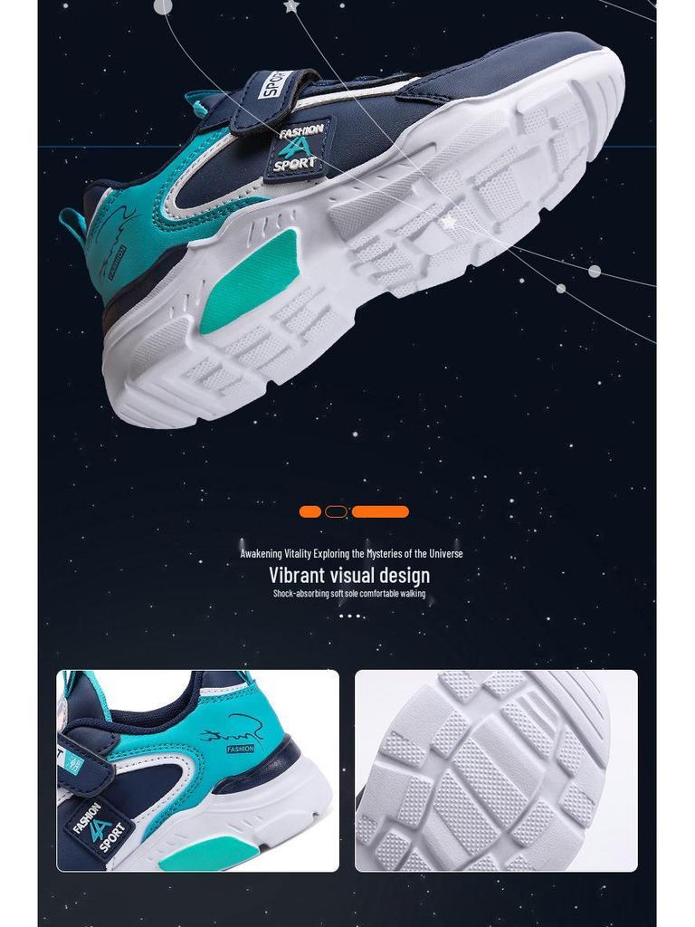 Водонепроницаемые кожаные спортивные школьные туфли для мальчиков, кроссовки для бега с мягкой подошвой для весны и осени