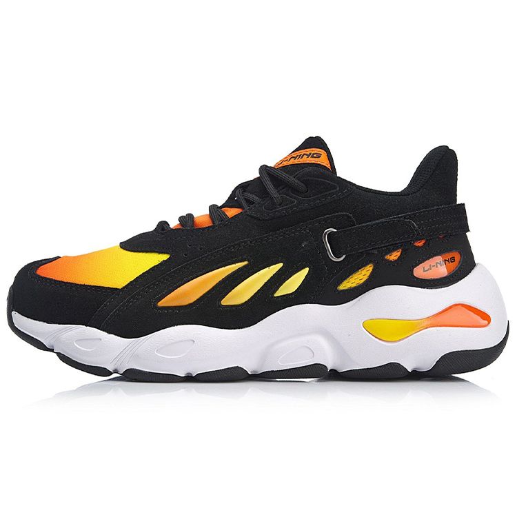 Li Ning Butterfly Shock Absorbing Non-Slip Low-Top Dad Shoes Men Sneakers Black Yellow AGCN225-6