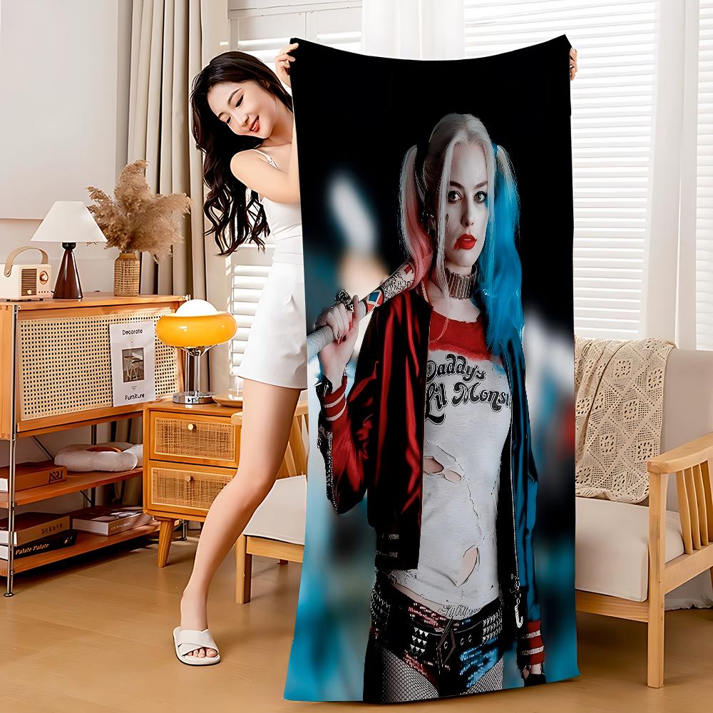 H-HarleyS Cool Q-Quinn Beach Towel Cartoon Cute Summer Kids Large Bath Pool Beach Towel Microfiber Absorbent For Swimming Travel