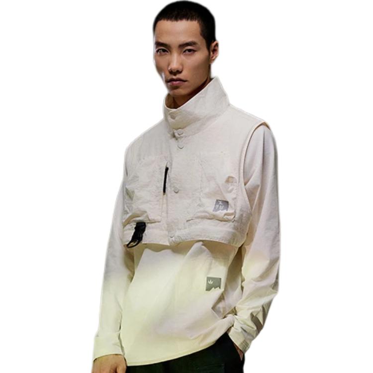 Li Ning Жилет рабочий свободного кроя с цветными блоками и множеством карманов для мужчин, молочно-белый AMDT021-1
