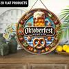 Wooden Oktoberfest-Inspired Ornament - Beer, Wheat & Leaves Designfor Door, Wall, Home, Room, Farmhouse, Street, Shop, Garage, Bar, Garden, and Coffee