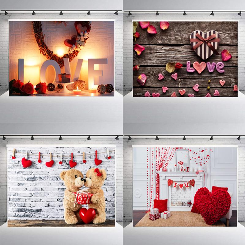 Red Rose&Heart Backdrops for Wedding Valentine's Day Birthday Party Background