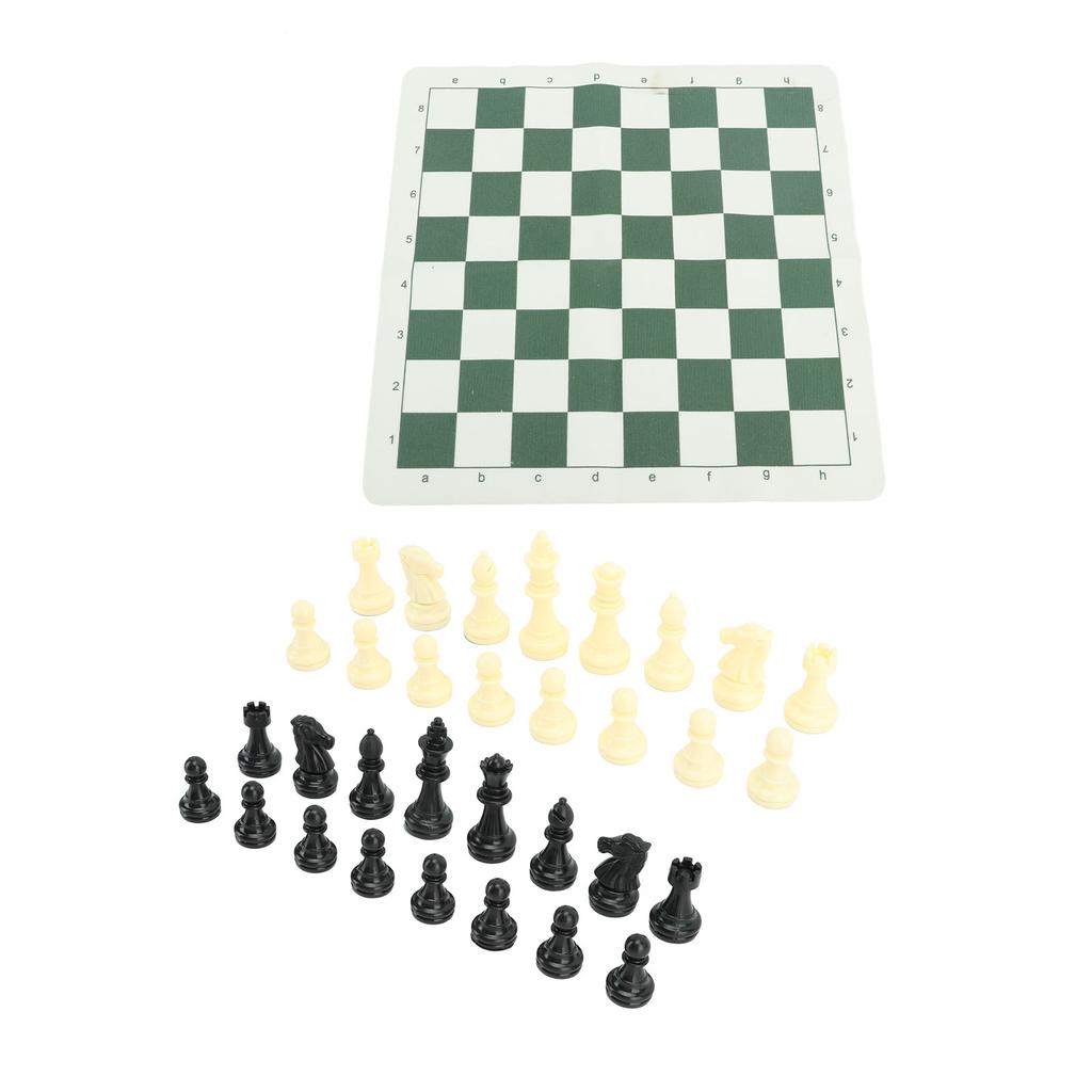 Portable Chess Set Travel Chess Board Game Set Imitation Leather PU Checkerboard 32 Chess Pieces