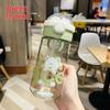 1Pcs Juice Milk Children Drinkware with Lid Straw Sticker Tumbler Cup Portable Water Bottle  Kids