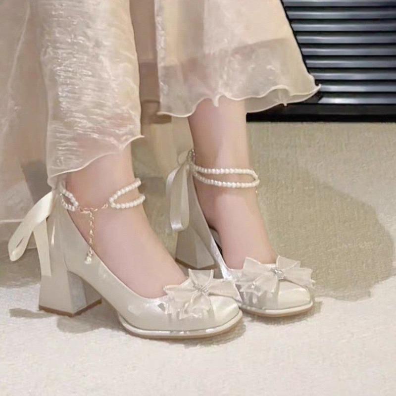 Мода Красивые Туфли на Высоком Каблуке Женские Одинарные Туфли Блочный Каблук