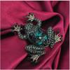 Retro Diamond Inlaid Frog Brooch Alloy Green Rhinestone Frog Brooch Banquet Party Dress Decoration Jewelry Brooch Wholesale
