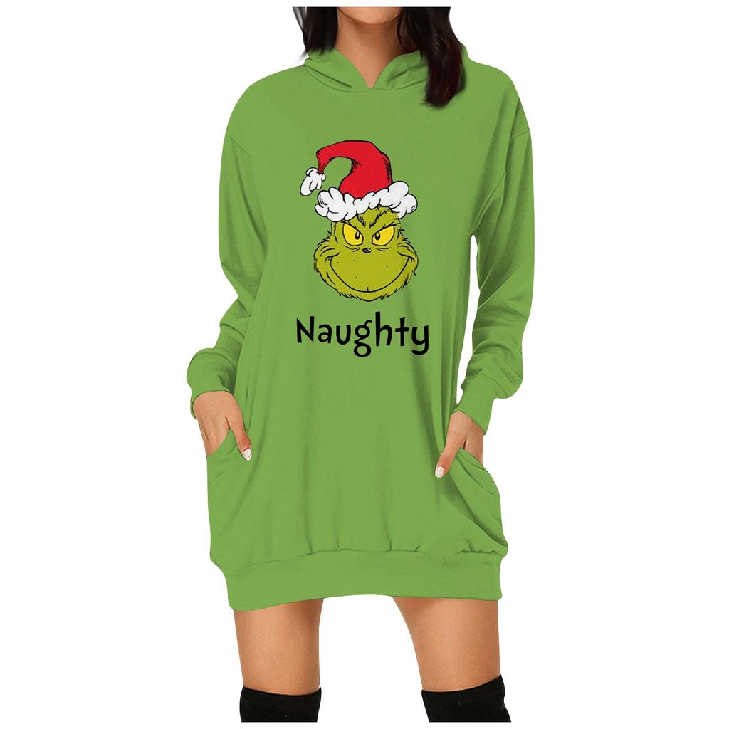 Women's Fashion Christmas Print Pockets Long Sleeve Hoodies Pullover Sweatshirts