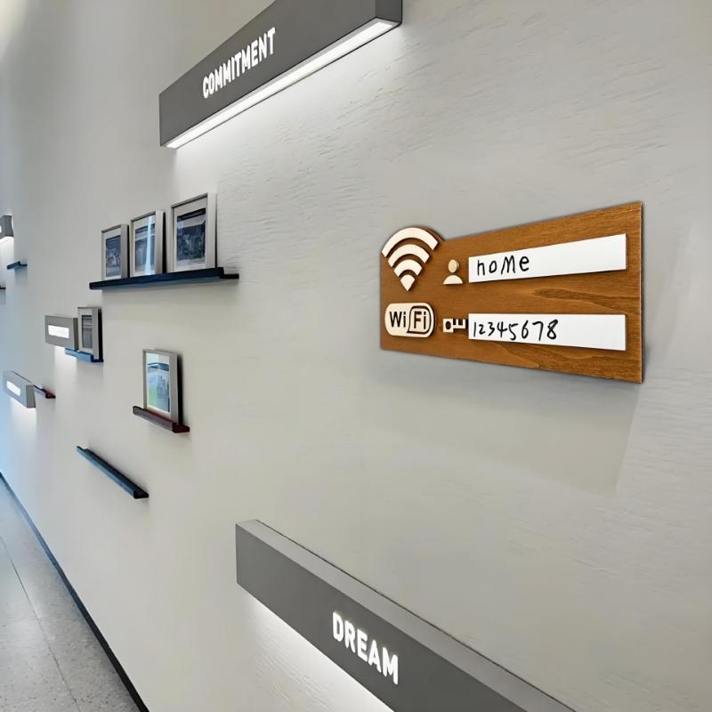 Знак WIFI Деревянные настенные наклейки с маркером, перезаписываемый почерк, учетная запись и пароль, многоразовые для общественных торговых вывесок