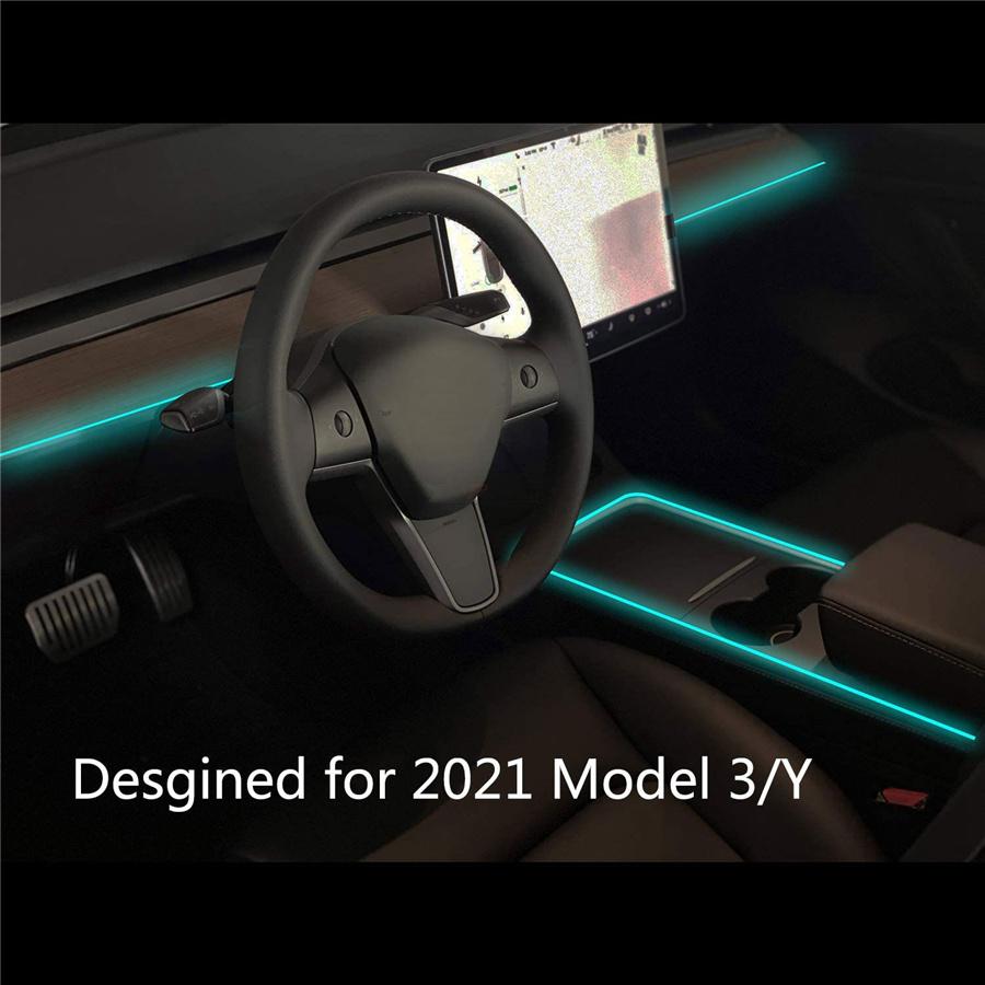 Неоновая подсветка для 21 tesla model 3 model y, RGB светодиодные ленты для интерьера, многоцветная центральная консоль с управлением через приложение