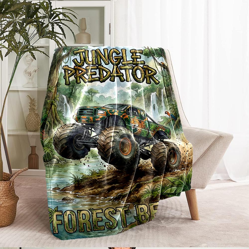 Truck Theme Printed Blanket - Perfect for Couch, Bed, Travel & Outdoor Use | Machine Washable, Cozy & Durable.