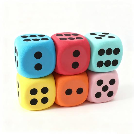 6 шт. Гигантские кубики из пенопласта ЭВА 3,8/6/8 см с закругленными углами, шестигранные, большие игральные кости, игрушка, реквизит для настольной игры, игра, украшение для вечеринки в стиле казино