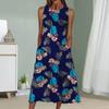 Summer Fashion Sexy Sleeveless Dress Soft Casual 3D Palm Tree Leaves Print Dress Sleeveless Sling Dress