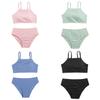 Пляжный спортивный купальник-бикини для девочек, 2 шт., спортивное нижнее белье, купальный костюм, купальники
