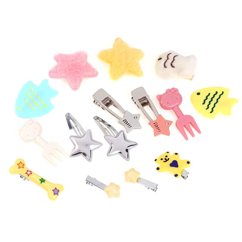 15 шт./компл., милая заколка для волос для девочек-студенток, плюшевые звездочки, милая рыбка, сушеная заколка для волос, челка, боковая заколка