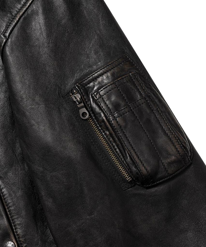 AVIREX Embossed Leather Jacket / 7836250014 Black