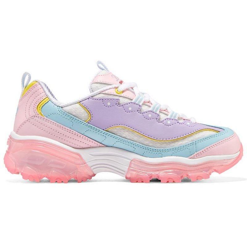 Skechers D'LITES 1.0 Women Trendy Sport Low Top Chunky Shoes Pink 149894-MULT