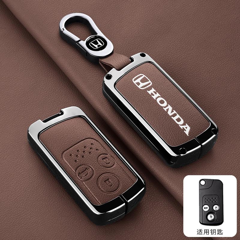 CPO1 Zinc Alloy Leather New Car Key Case Fob Cover For Honda Fit Jazz Shuttle GP2 Spada StepWgn RG1 Freed Spike Ge6 2/3 Accessories