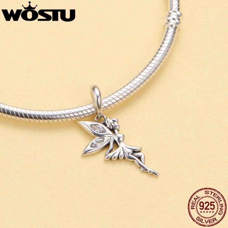 WOSTU Шарм-подвеска из серебра 925 пробы Животное Кот Сердце Семья Божья коровка Пчела Бусины Подходит для оригинального браслета DIY Украшения для женщин