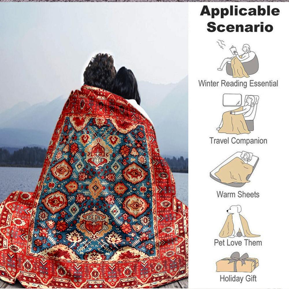 1Pc Traditional Persian Rug Blanket Soft And Comfortable Casual Warm Camping Travel Christmas Halloween Xmas Gift M924201