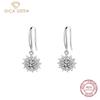 Sterling Silver S925 Sunflower Zircon Ear Hook Micro-studded With Diamond Zircon Earrings Sunflower Flash Wedding Jewelry