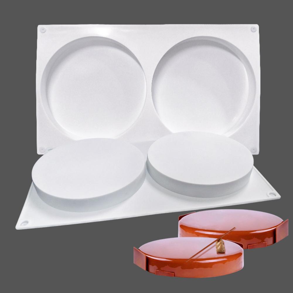 2 Large Cylindrical Disc Flat Mousse Mold Silicone 2 Cake Mold Baking Fondant