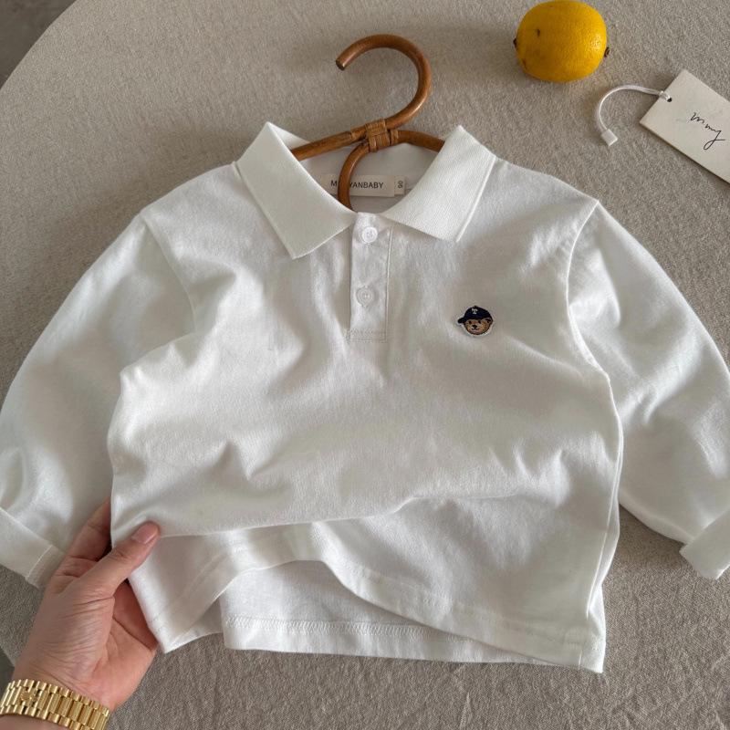 Детская полосатая рубашка поло - Осенний трендовый дизайн с мишкой для мальчиков и девочек